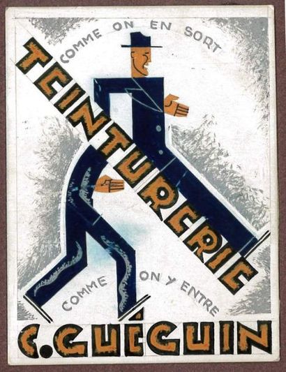 null Jen TRUBERT (Jean Trubert, dit) (1909 - 1983) "Teinturerie" Publicité, gouache...
