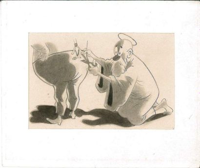 null Jen TRUBERT (Jean Trubert, dit) (1909 - 1983) "La besace" Encre, lavis et crayon.[n.s.]...