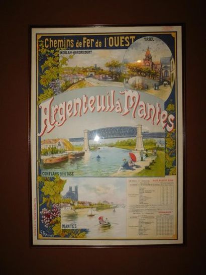 null [AFFICHE] "Chemins de fer de l'Ouest, Argenteuil à Mantes" affiche illustrée...