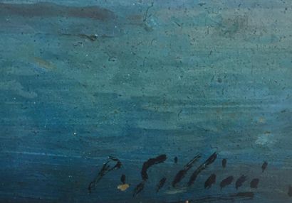 null P. GILLINI (XIX-XX) "Vue de Venise" huile sur carton, signée en bas à droite....