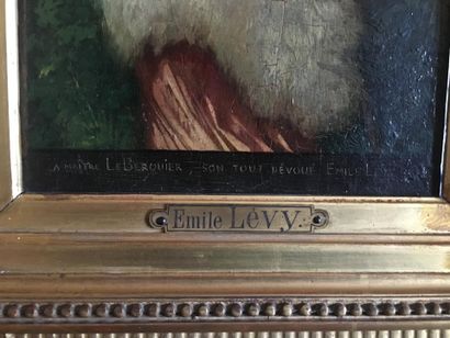null Emile LEVY (1826-1890) "La chevrière" Huile sur panneau. Envoi et daté 1872...
