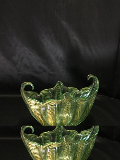 null Ercole BAROVIER (1889-1974) Grand vase vert et or - Murano - 1950 (V48) L: 30...