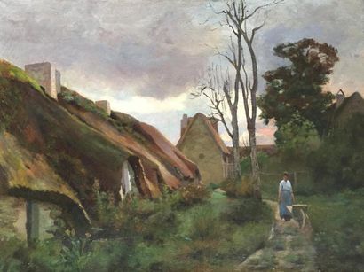 null Emile Gustave CAVALLO-PEDUZZI (1851-1917) "Les toits de Chaume" Huile sur toile...