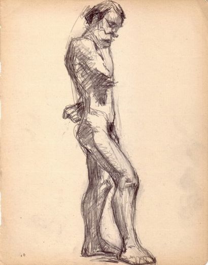 Albert MARQUET Nu de profil réfléchissant. Crayon.  22,2 x 17,4 cm 