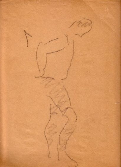 Albert MARQUET Le sportif. Fusain.  31,6 x 23 cm 