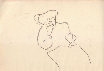 Albert MARQUET Femme au repos. Fusain.  20,7 x 33,3 cm 