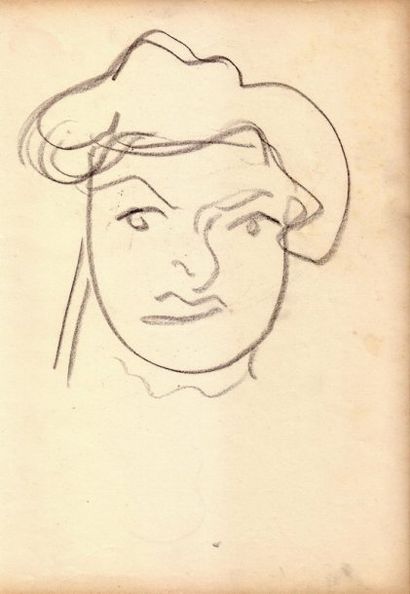 Albert MARQUET Portrait de femme. Fusain.  29,4 x 22,2 cm 