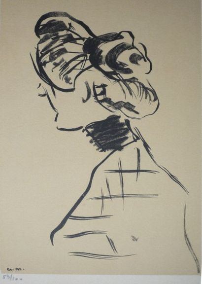 Albert MARQUET Femme de profil, Paris, circa 1900-05. Gravure, n° 53/100. Monogrammée...