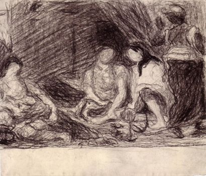 Albert MARQUET Les femmes d'Alger d'après Eugène Delacroix. Fusain.  13,1 x 15,7...