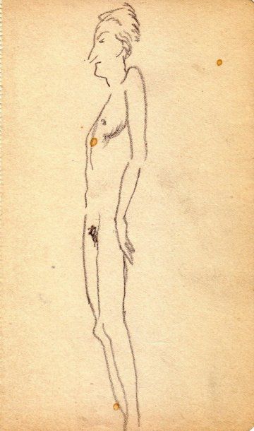 Albert MARQUET Homme nu de profil. Crayon.  17,6 x 10,4 cm 