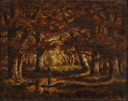 SCHULZ Adrien (1851-1931) « Mare à l'orée du bois, Fontainebleau » et « Boisiere...