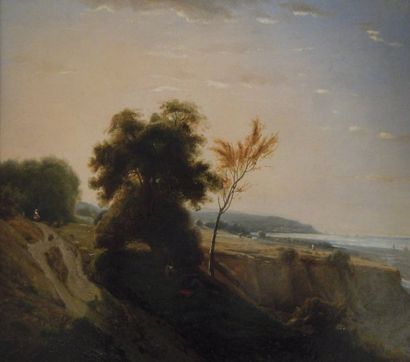 LAPITO Louis Auguste (1803-1874) « Falaise à Honfleur ». Huile sur toile, signée...
