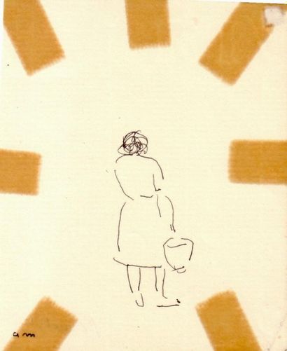 Albert MARQUET Femme de dos, Vernet les Bains, 1940 . Encre. Monogrammée en bas à...
