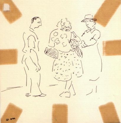 Albert MARQUET La conversation, Vernet les Bains, 1940. Encre. Monogrammée en bas...
