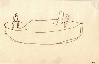 Albert MARQUET La barque, Naples. Encre. Monogrammée en bas à droite. 10 x 16,5 cm...