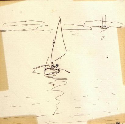 Albert MARQUET Lagune, Venise, 1936. Encre. Monogrammée en bas à droite. 10,6 x 10,6...
