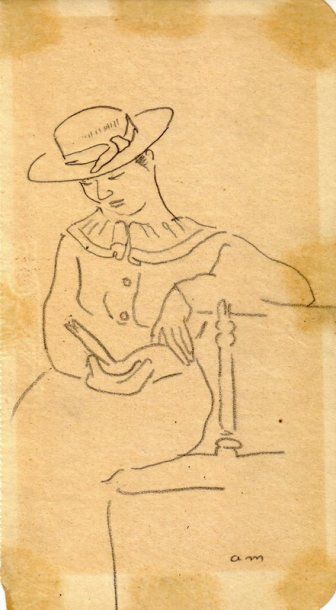 Albert MARQUET Croisière, Norvège, 1925. Crayon. Monogrammé en bas à droite. 18,4...