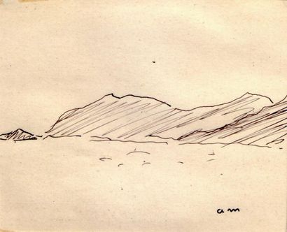 Albert MARQUET Fjord, Norvège, 1925. Encre. Monogrammée en bas à droite. 9,9 x 12,2...