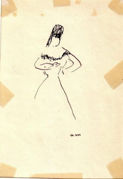 Albert MARQUET Danseuse de flamenco, Espagne, 1931. Encre. Monogrammée en bas à droite....