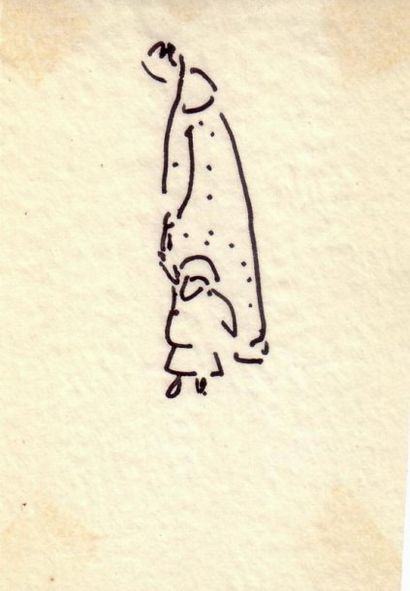 Albert MARQUET Femme et enfant, Maroc. Encre.  8,9 x 6,1 cm 