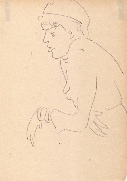 Albert MARQUET Jeune garçon, Fès, 1924. Encre.  19,1 x 13,4 cm 