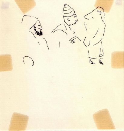 Albert MARQUET La conversation, Rabat, 1935. Encre.  11,2 x 10,6 cm 