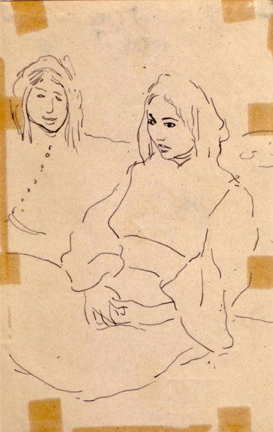 Albert MARQUET Les deux soeurs, Fès, 1924. Encre.  17,7 x 11,3 cm 