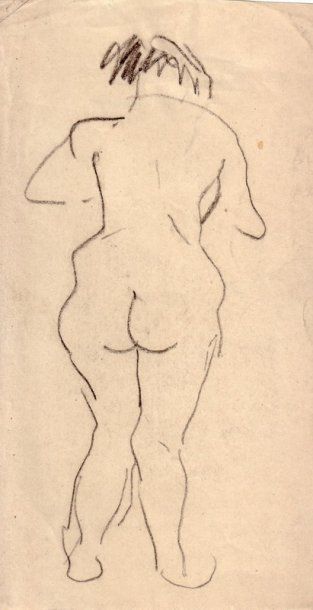 Albert MARQUET Casbah. Alger, circa 1920. Fusain.  18,7 x 10 cm 