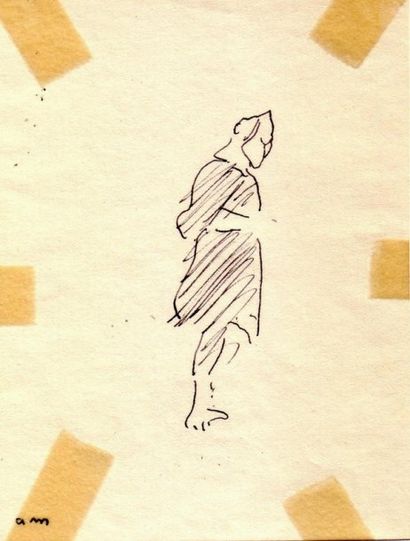 Albert MARQUET Homme marchant, Laghouat, 1921. Encre. Monogrammée en bas à gauche....