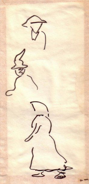 Albert MARQUET Oasis, Bou Saada. Encre. Monogrammée en bas à droite. 16,2 x 8 cm...