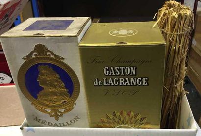 null 1 bt Cognac Martel VSOP + 1 bt Gaston de Lagrange VSOP + 1 bt De Castro White...
