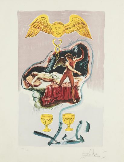 null D'après Salvador DALI (1904-1989) "Psychée et Cupidon" Estampe signée en bas...