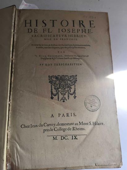 null Gilbert GENEBRARD. 
Histoire de Fl. Josephe, Sacrificateur Hébreu.
A Paris,...
