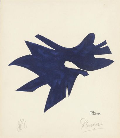 null Georges BRAQUE (1882-1963) "Oiseaux bleus" Lithographie, signée au crayon et...