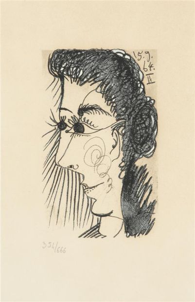null Pablo PICASSO (1881-1973) "Profil de femme" Lithographie pour la serie "le Gout...