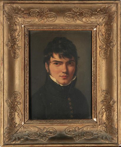 null Pauline Desmarquêts AUZOU (1775-1835) "Portrait de jeune homme" Huile sur panneau,...