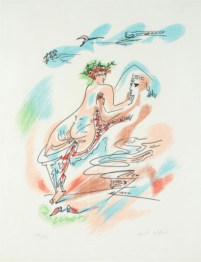 null André MASSON (1896-1987) "Apollon" Lithographie en couleur. Signée en bas à...