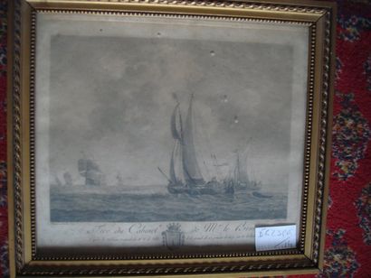 null GRAVURE "Marine" d'après VAN DE VELDE, XIXème s. A vue: H 19 L 23 cm (encadrée...