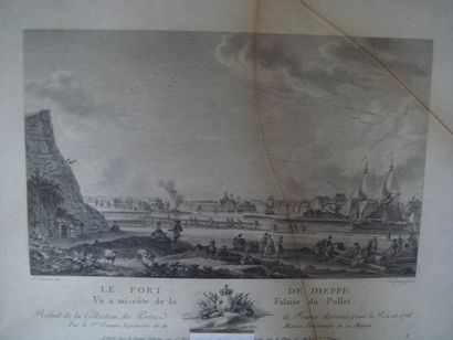 null GRAVURE "Le Port de Dieppe" d'après OZANNE, XIXème s. A vue: H 23 L 30 cm (encadrée...