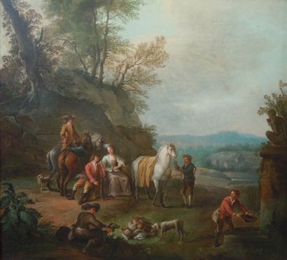 ECOLE HOLLANDAISE Premier tiers du XVIIIe siècle ( ?) proche de Carel van Falens...
