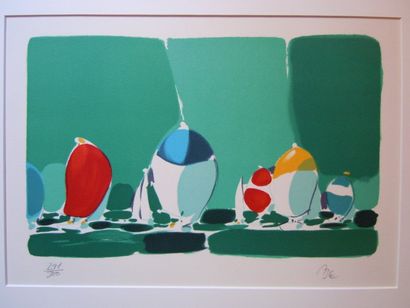 BEZ Michel (1951) "Course en mer", Estampe, signé en bas à droite, numéroté 291/300...