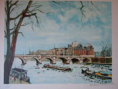 BOUYSSOU Jacques (1926-1997) "Pont neuf", Estampe, signé en bas à droite, numéroté...