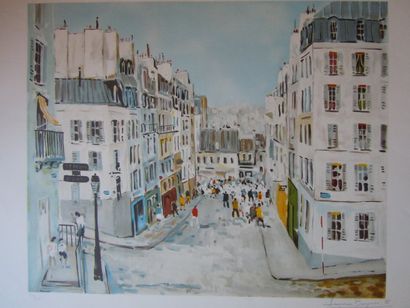 BOUYSSOU Jacques (1926-1997) "Rue Lepic", Estampe, signé en bas à droite, numéroté...