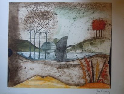 CARCAN René (1925-1993) "Paysage de lac", Estampe, signé en bas à droite, numéroté...