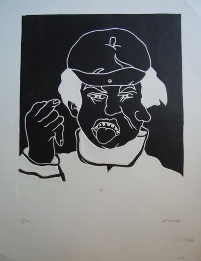 CARRA Carlo (1881-1966) "Homme râlant", Estampe, signé en bas a droite, numéroté...