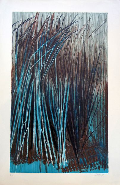 GLOOR "Herbées Bleues", estampe, épreuve d'artiste, signée en bas à droite, 82 x...