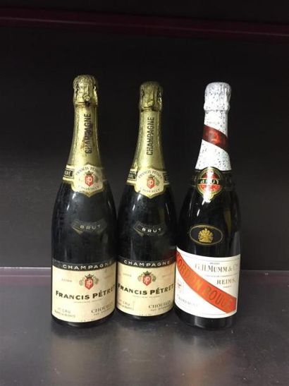null 3 bts de Champagne: Francis Petret, 1er cru, Blanc de blancs Brut (x2) Cordon...