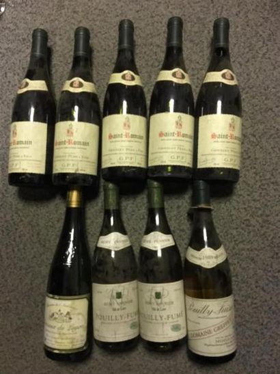 null 9 bouteilles de vins blanc: 4 x SAINT ROMAIN GRIVELET 1994 - 2 x POUILLY FUME...