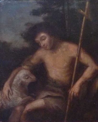 ECOLE FRANÇAISE, DÉBUT XIXE SIÈCLE. «Saint Jean Baptiste» Huile sur toile. 74 x 61...