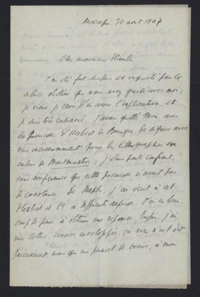 null MONFORT Eugène (1877-1936), écrivain.
Deux lettres autographes signées, adressées...